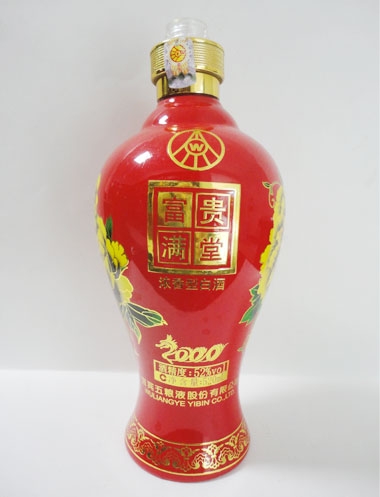 柳州五粮液玻璃烤花酒瓶